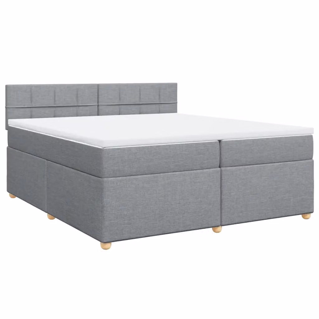 Letto Ibrido vidaXL con Giroletto a Molle e Materasso in Tessuto Grigio e Bianco L/P: 200 x 200 cm