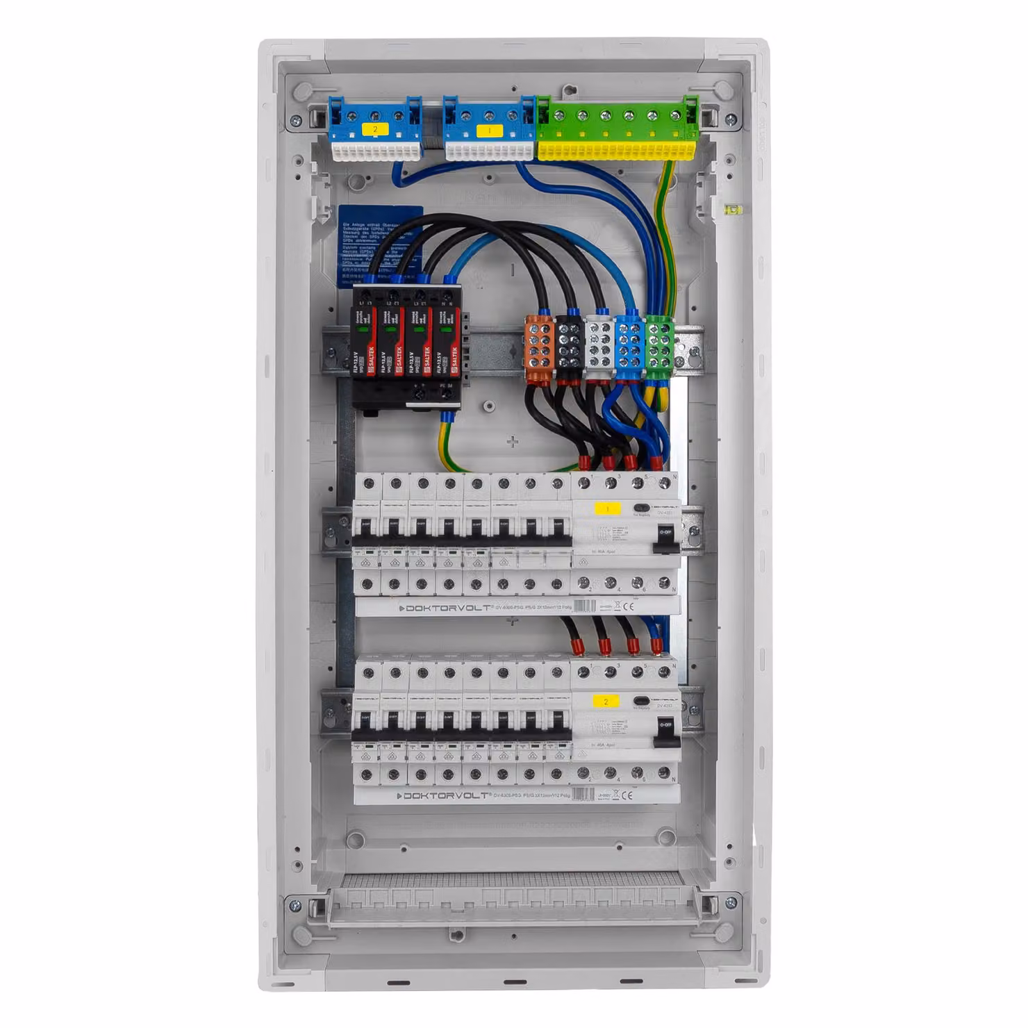 Scatola portafusibili Hager da incasso 3x12 moduli 14xMCB 1xRCCB VDE protezione da sovratensioni fusibili cablati 630,50x348x98mm Doktorvolt