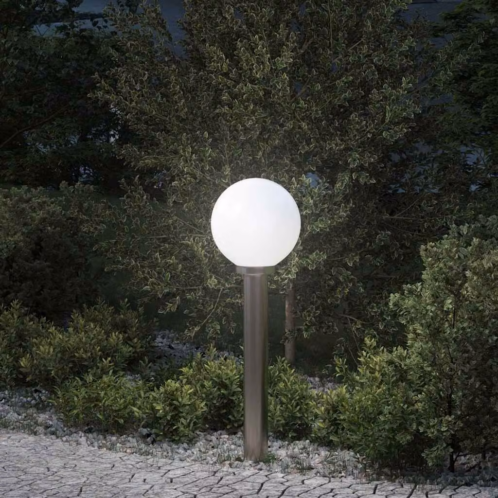 vidaXL Lampada a paletto moderna in acciaio inox e plastica, colore argento, IP44, Altezza: 80 cm