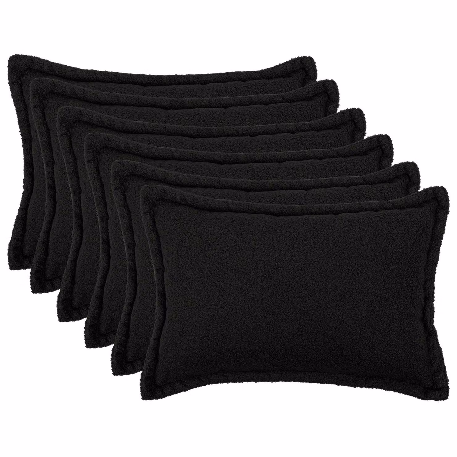 Set di 6 federe vidaXL HOUTEN in tessuto bouclé nero, L 50 cm x P 70 cm