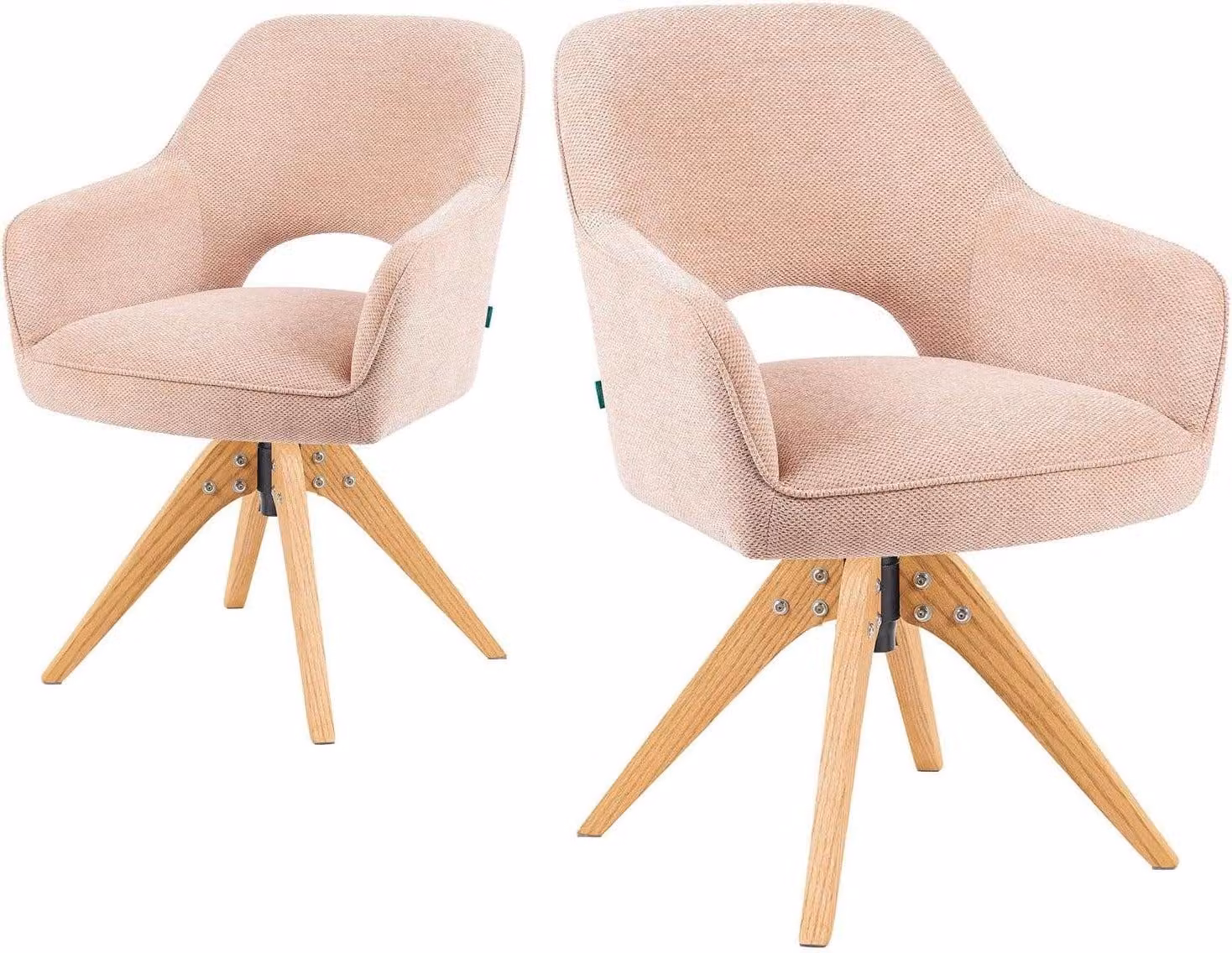 Sedia da pranzo - Sedia girevole - Sedia - Sedia imbottita - Rivestimento rosa tenue - Girevole a 360°