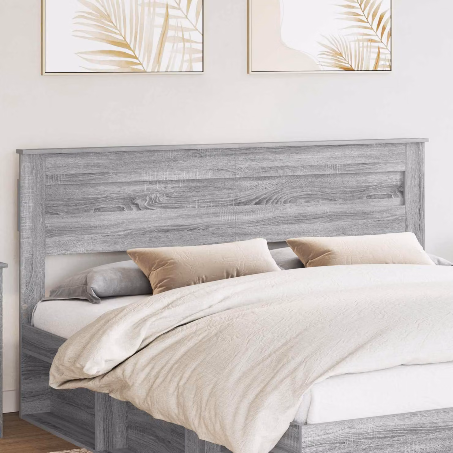 Testiera per letto vidaXL in legno ingegnerizzato grigio, stile minimalista