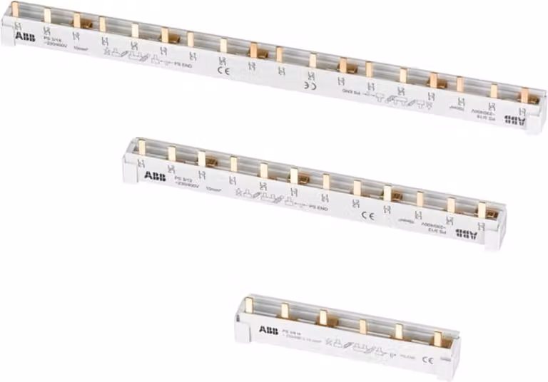 Barra collettrice trifase a perno, grigia, 10 mm², 60 poli, L=1056 mm, 1 pz.