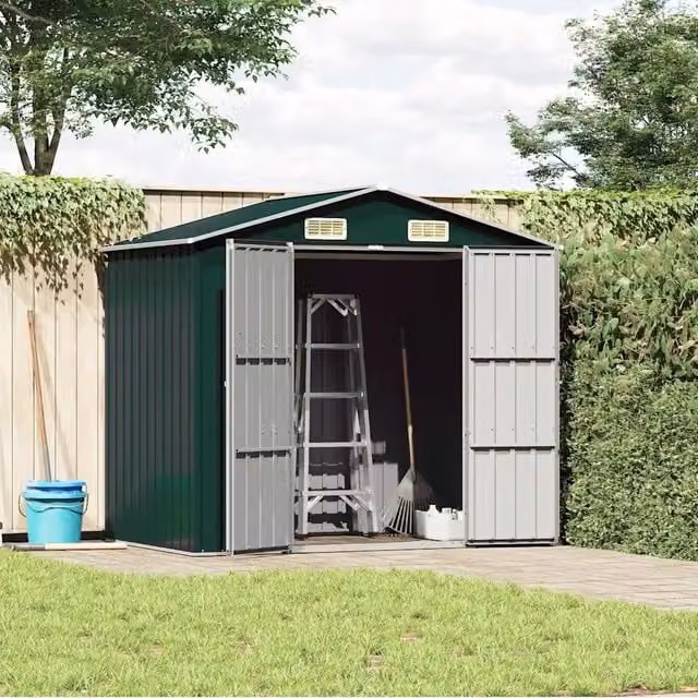 Capanno da Giardino Videx in Acciaio Zincato Verde con Doppia Porta e Apertura Laterale L: 205 cm, P: 129 cm, H: 183 cm – 1