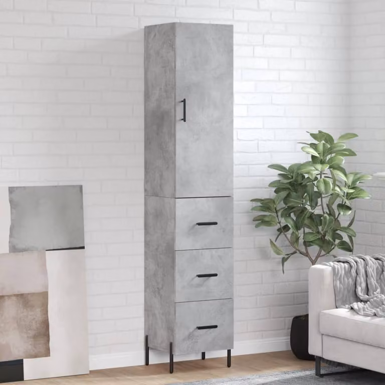 vidaXL Credenza Moderna Grigia in Legno e Metallo con Ante a Battente L/P/H: 34,5 x 34 x 180 cm