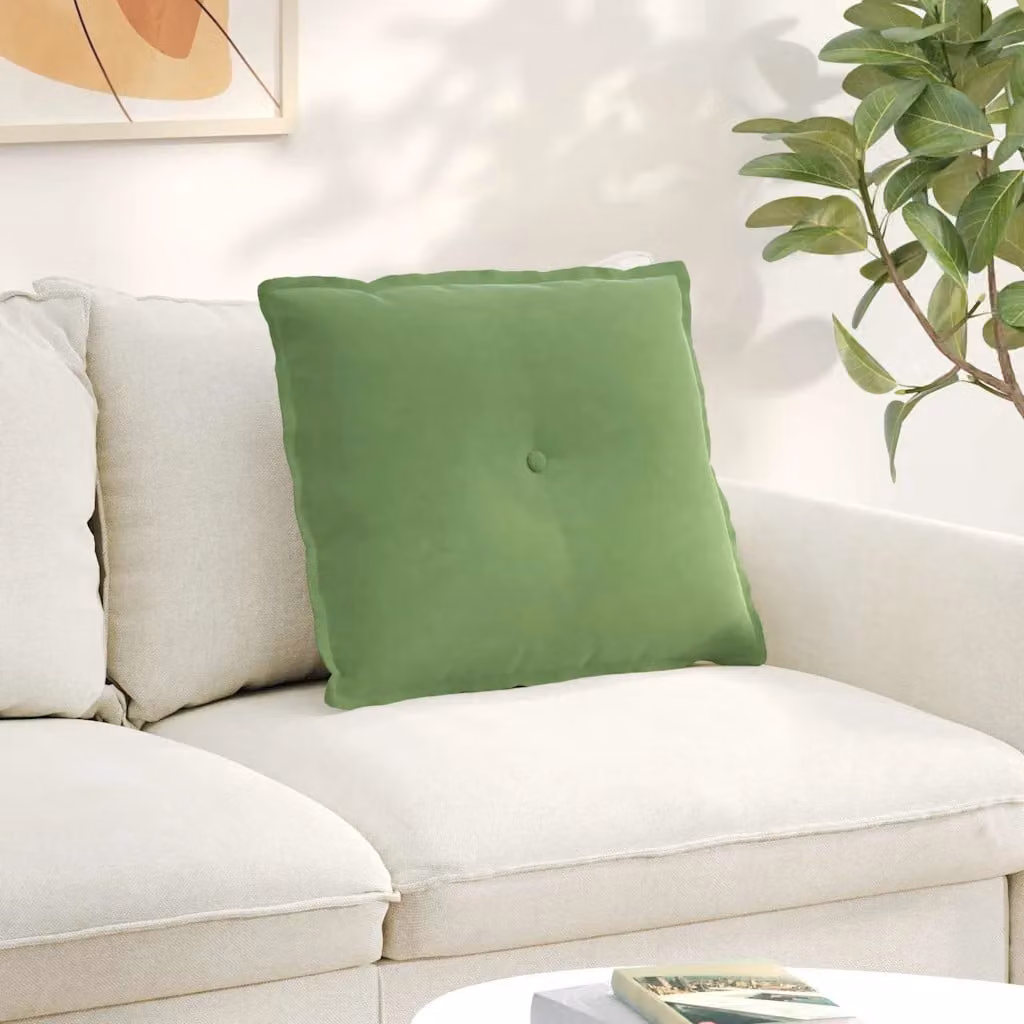 vidaXL Cuscino per Schiena Verde con Rivestimento in Velluto a Costine e Copertura Rimovibile L: 60 cm, P: 50 cm, H: 19 cm