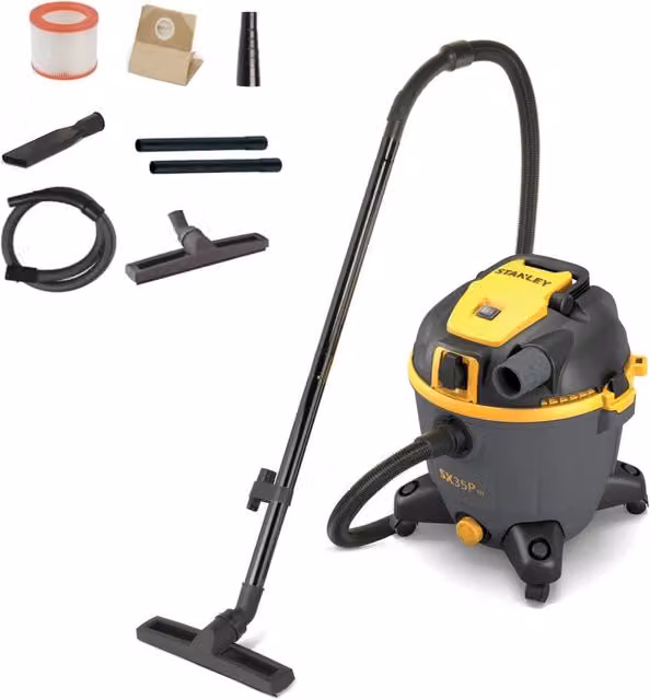 Aspiratore Stanley Solidi e Liquidi SXVC35PTDE con Presa Elettroutensili, Giallo – 1