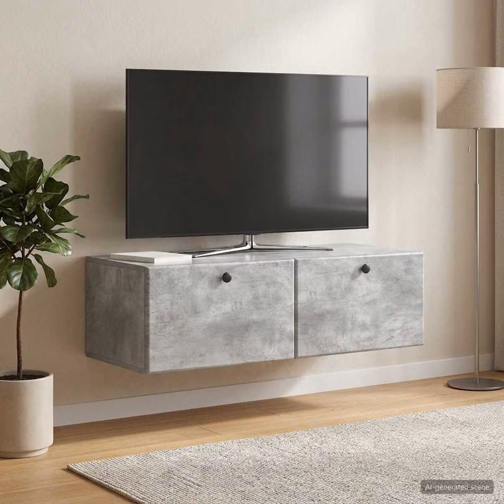 vidaXL Mobile Porta TV da Muro Moderno Grigio con Effetto Legno L: 98 cm, P: 41 cm, H: 30 cm
