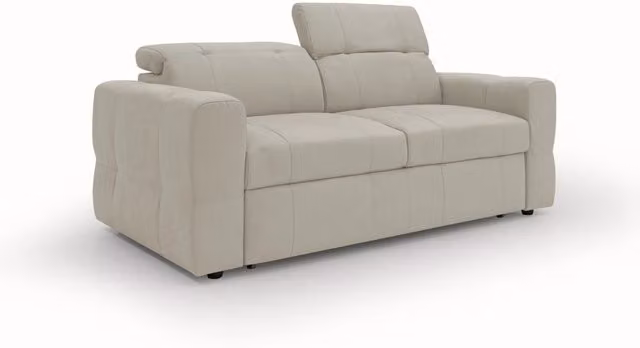 Divano Kronos Divani.Store con estraibile e poggiatesta reclinabili in microfibra impermeabile, colore beige, L: 193 cm