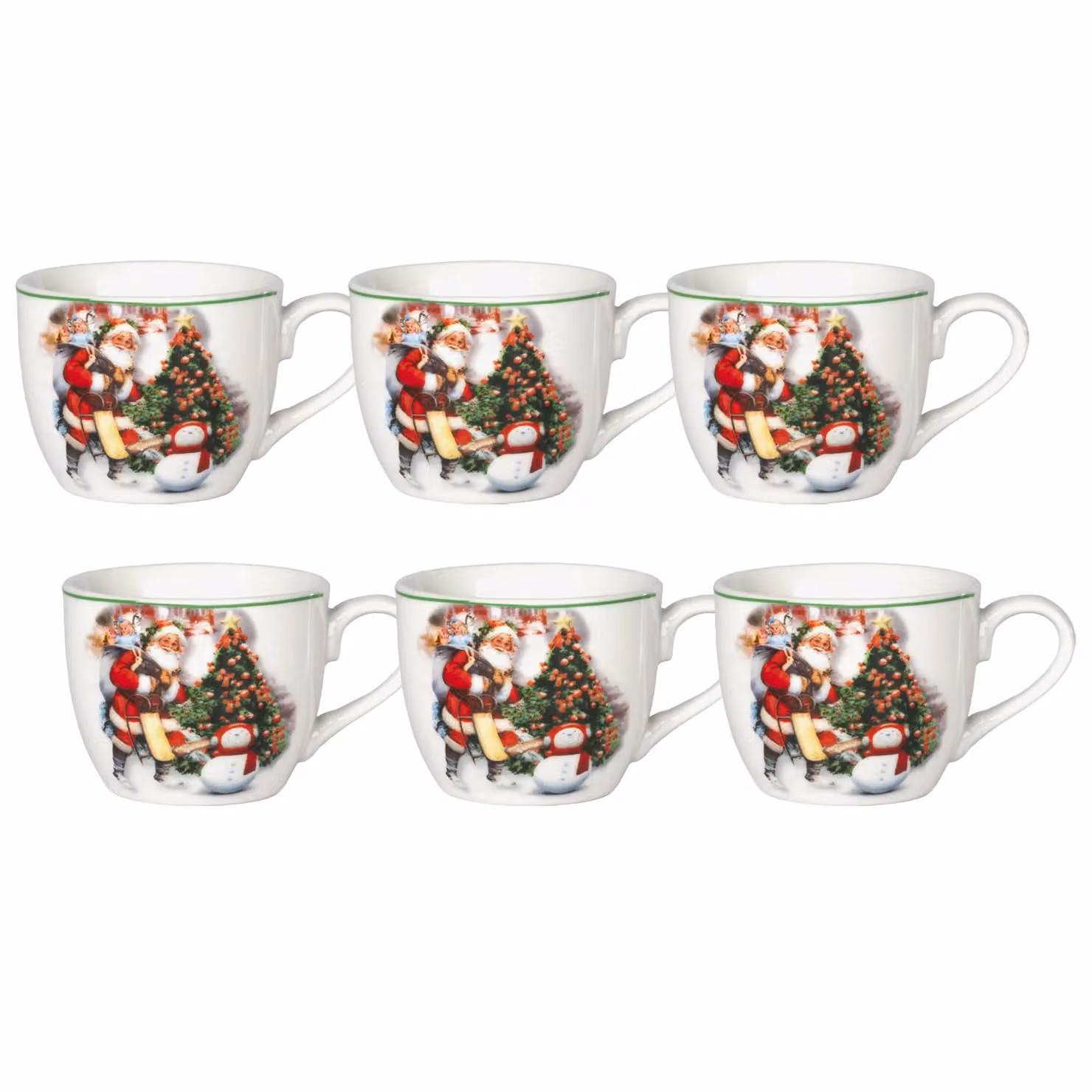 Set di 6 tazzine da caffè natalizie Vestiamo Casa Gran Natale Christmas Emotions in porcellana verde da 9 cl – 1