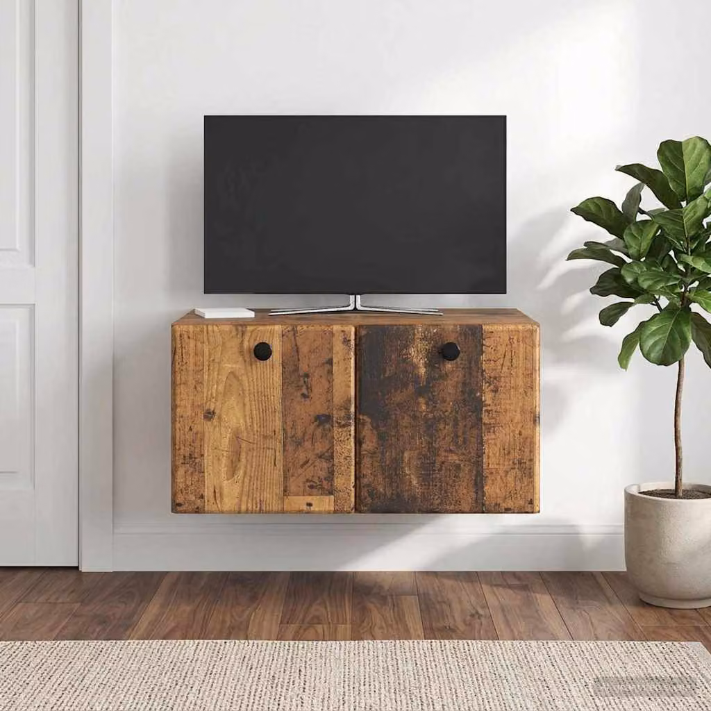 vidaXL Mobile Porta TV da Muro Moderno in Legno Marrone L: 59,5 cm, P: 41 cm, H: 30 cm
