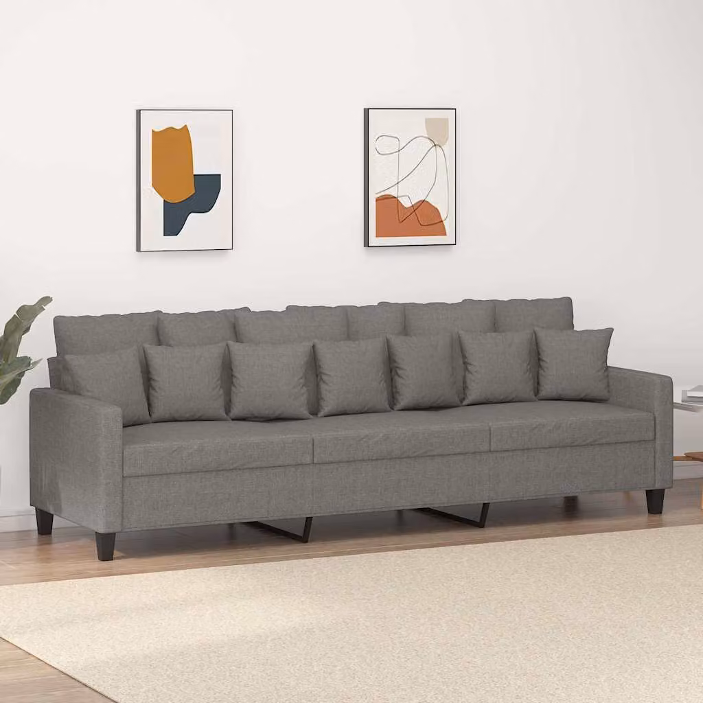 vidaXL Divano a 3 Posti Grigio Scuro 210 cm in Tessuto