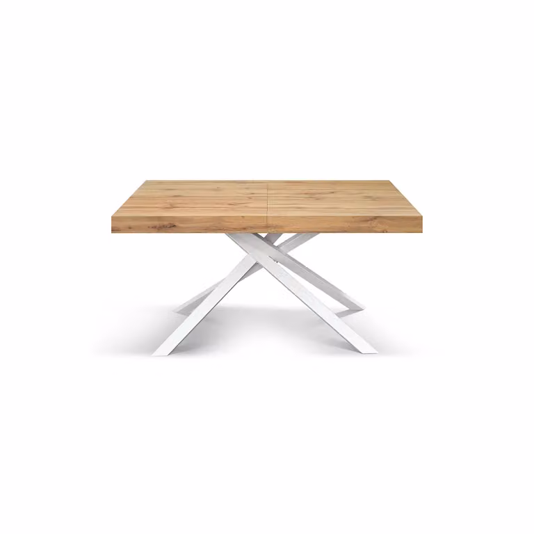 Tavolo FORTE DEI MARMI rovere rustico allungabile con base bianca 160×90 cm – 240×90 cm
