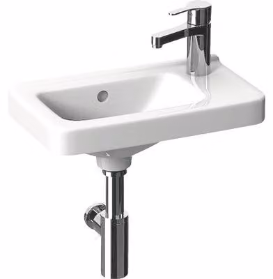 Jika Cubito - Lavabo 450x250 mm, con sfioratore, con foro per rubinetto a destra, bianco H8114240001061