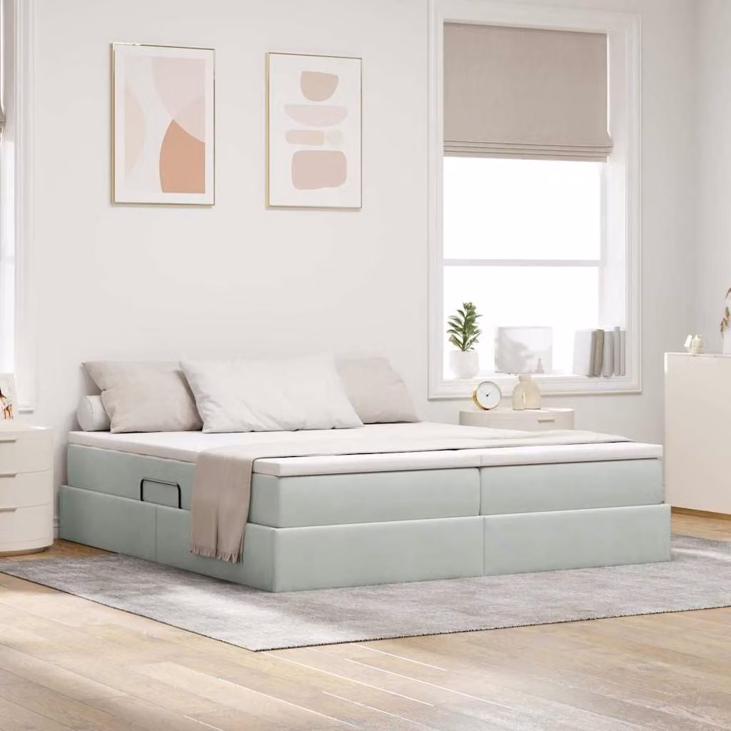 Letto con contenitore e materasso vidaXL in tessuto grigio con base a sollevamento L: 180 cm, P: 200 cm, H: 280 cm – 1