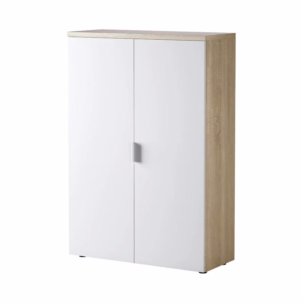 Armadio Multiuso Dionisio DMORA con 2 Ante e Ripiani, Marrone Rovere e Bianco, L: 80 cm, P: 32,5 cm, H: 119 cm – 2