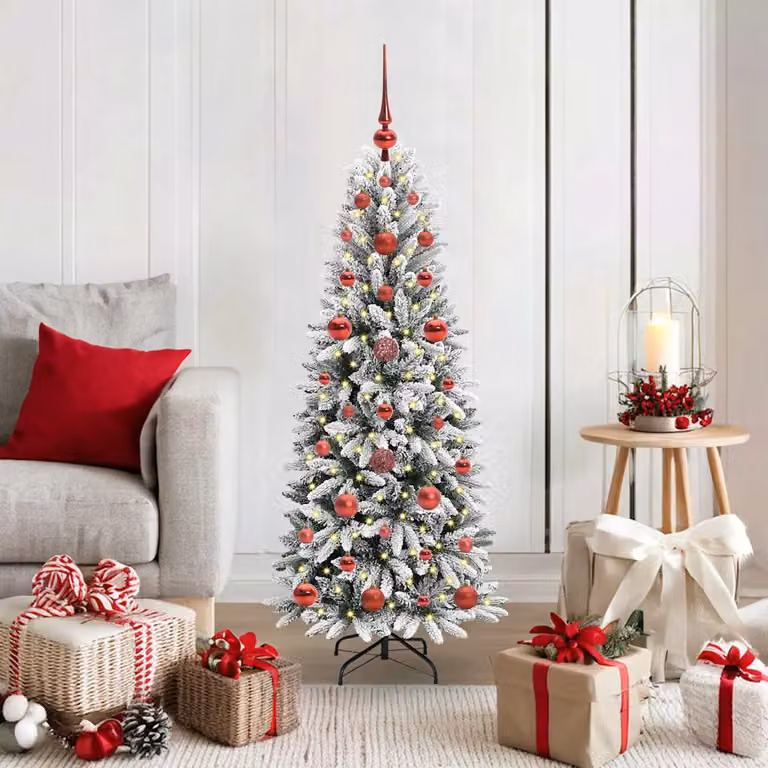 Albero di Natale artificiale vidaXL bianco e verde con luci LED bianco caldo, Altezza: 120 cm