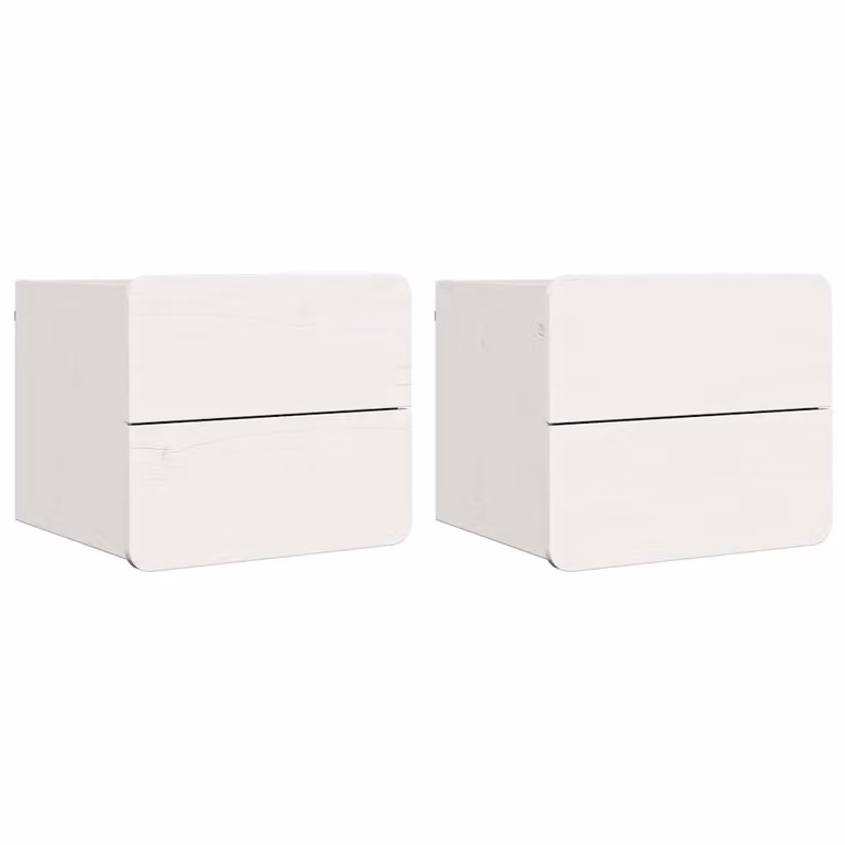 Set di 2 comodini sospesi vidaXL in legno di pino massello bianco L/P/H: 39 x 34 x 33 cm