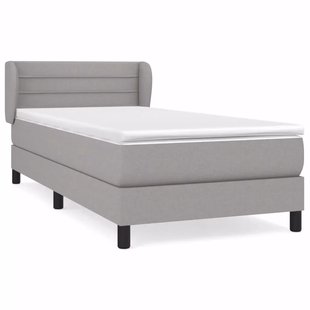 vidaXL Giroletto a Molle Ibrido con Materasso in Tessuto Grigio Chiaro e Bianco L/P/H: 200 x 100 x 88 cm – 2