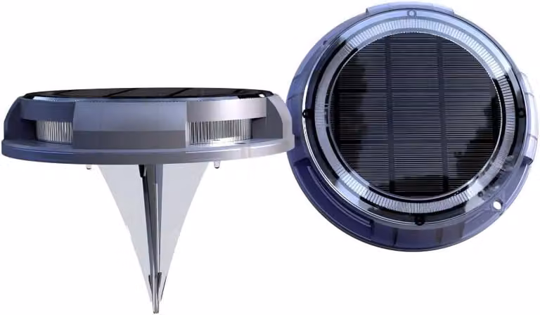 Solarsys - Set di 2 luci solari intelligenti per paesaggio, base conica, luce bianca calda, 120 lumen, impermeabile IP67, PC + ABS, adatto per prati, giardini, cortili, camminamenti