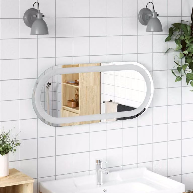 Specchio da bagno moderno vidaXL con luce LED in vetro temperato, L: 70 cm, P: 30 cm
