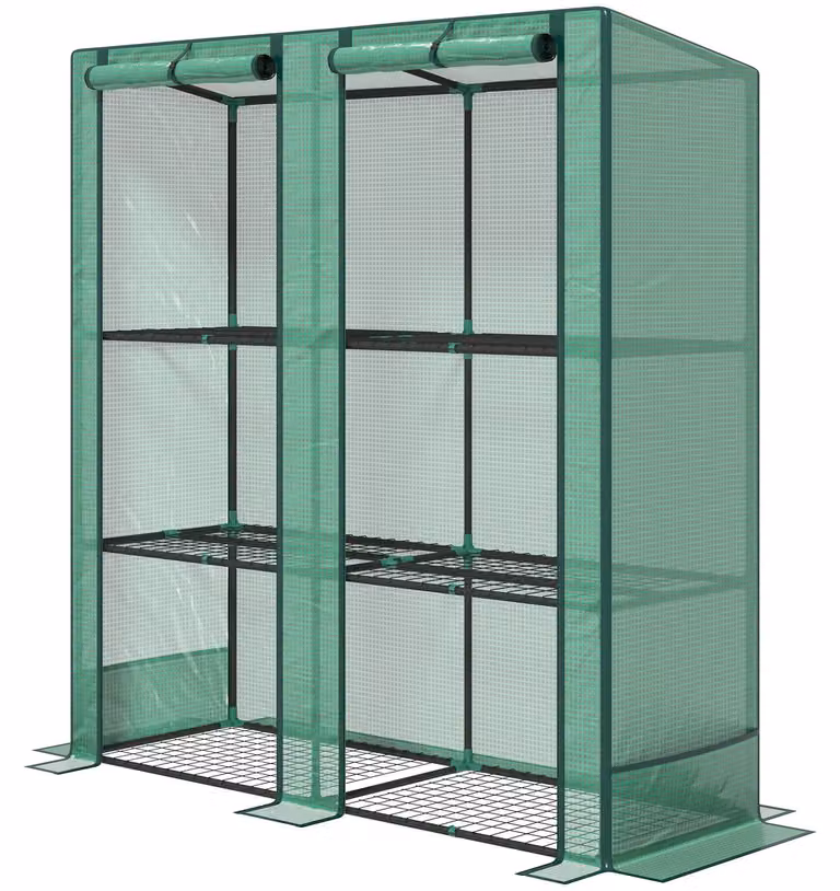 Mini serra con 3 livelli – Serra per coltivazione | Colore: Verde | Dimensioni: 48x144x152/142 cm