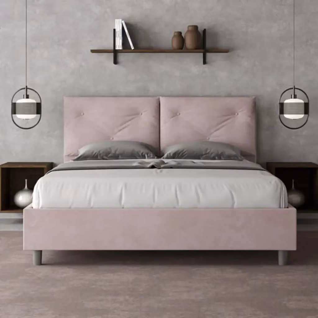 Letto matrimoniale contenitore Appia Ityhome imbottito in microfibra colore glicine L/P: 160 x 200 cm – 2
