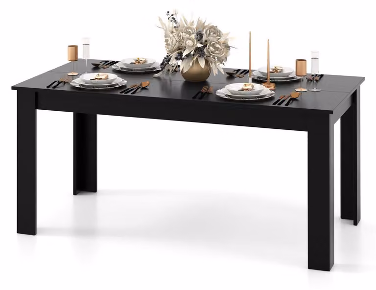 Tavolo da pranzo 160 x 80 cm, tavolo per la sala da pranzo per 4 persone, tavolo da cucina in legno, colore nero