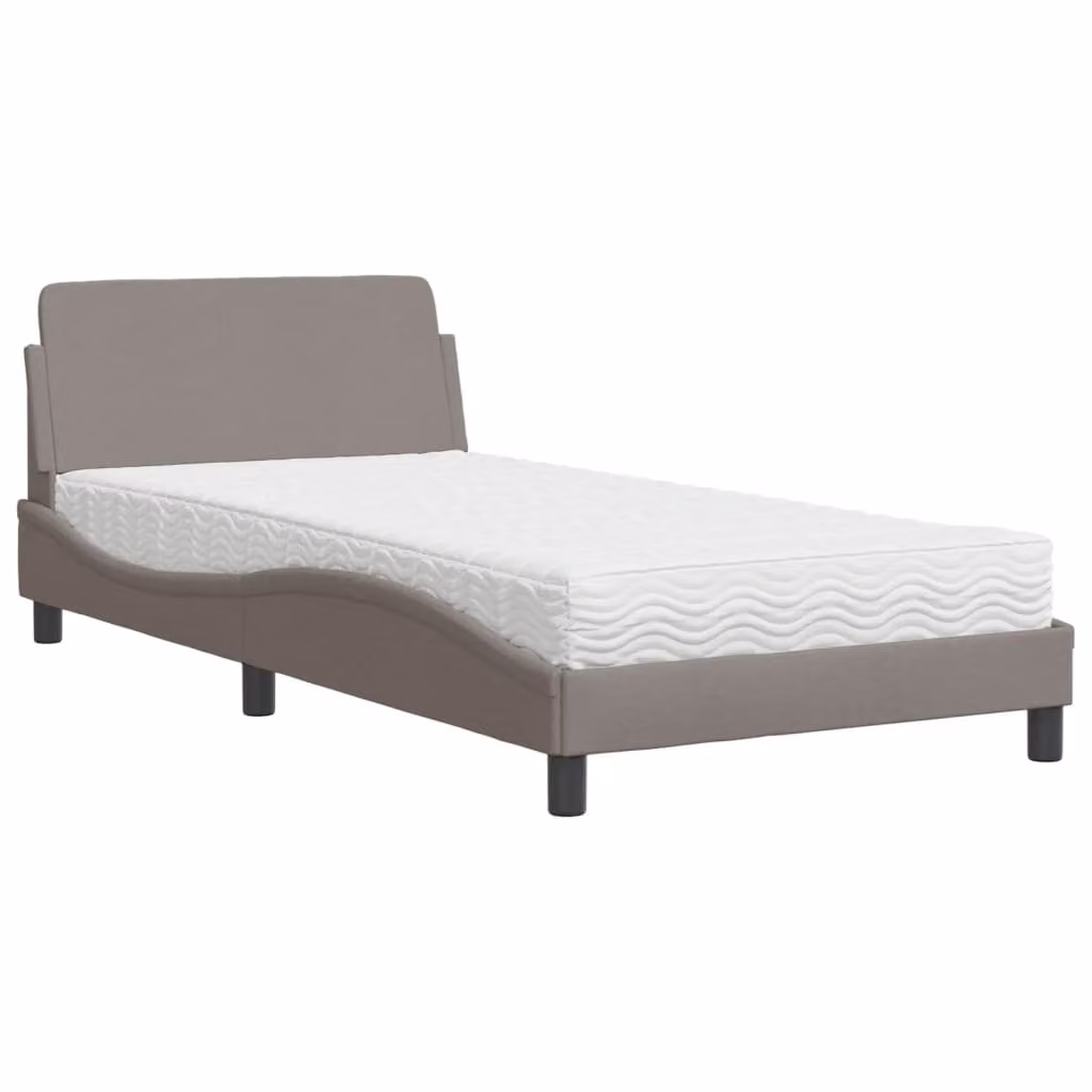 Letto con Materasso Dover Tortora 100x200 cm in Tessuto