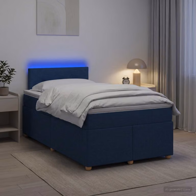 Letto box spring con materasso ibrido vidaXL Blu, L/P: 120 x 200 cm