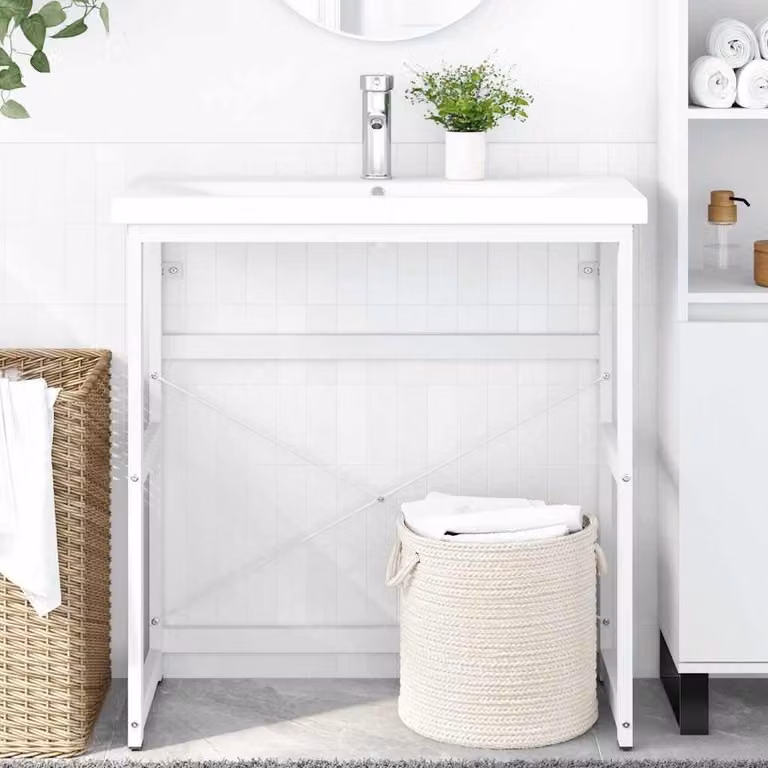 Base per lavabo in ferro verniciato a polvere, colore bianco