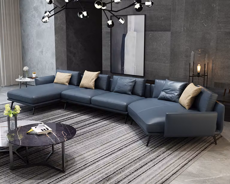 Italienische Möbel Wohnzimmer Ecksofa Couch Polster Luxus Sofa Eckgarnitur Leder