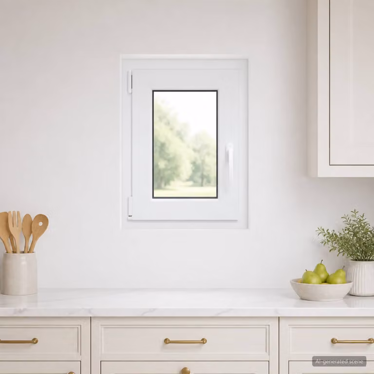 Finestra per seminterrato vidaXL in plastica bianca con vetro trasparente, modello tilt and turn, L: 60,0 cm, H: 50,0 cm, P: 9,5 cm