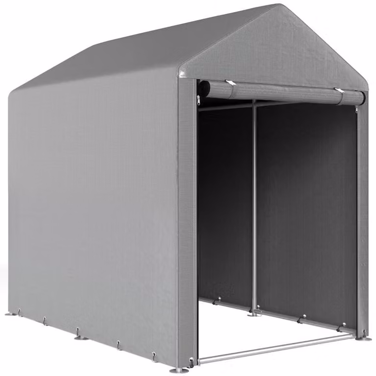 Capanno da giardino, tenda da stoccaggio, robusta e resistente alle intemperie, struttura in acciaio, dimensioni 1,2 x 1,8 x 1,6 metri, colore grigio chiaro