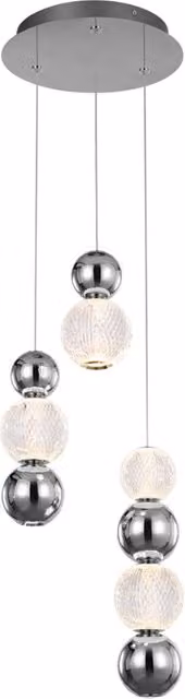 Lampadario cromato 7 sfere LED 21W 3000K Oter Italux
