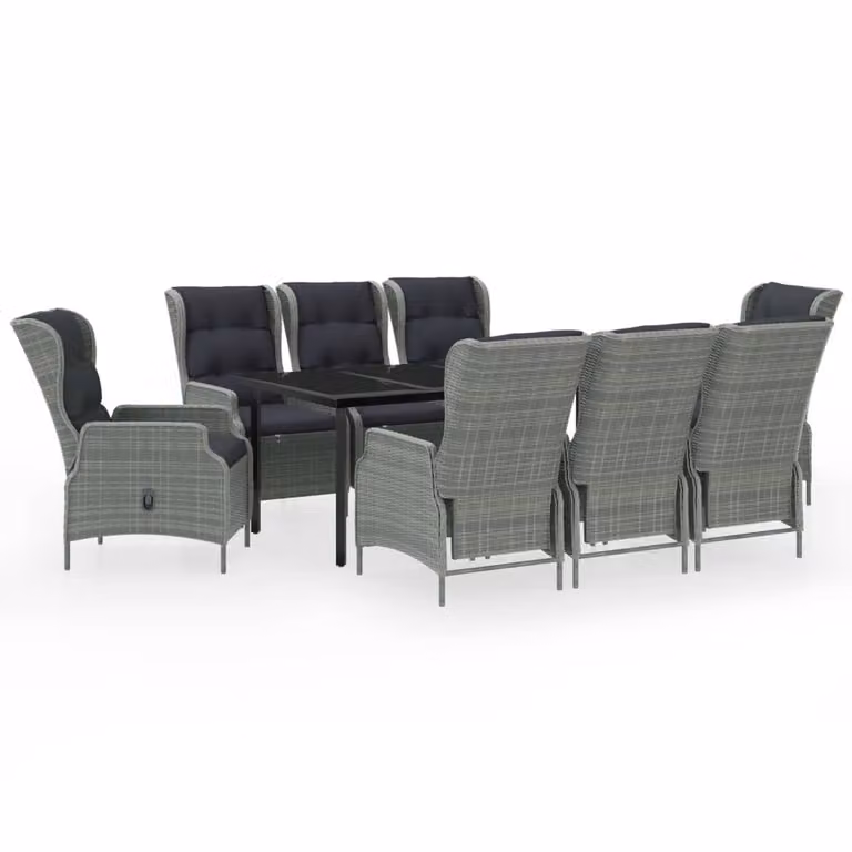 Set da Pranzo da Giardino 9 pz Grigio Chiaro