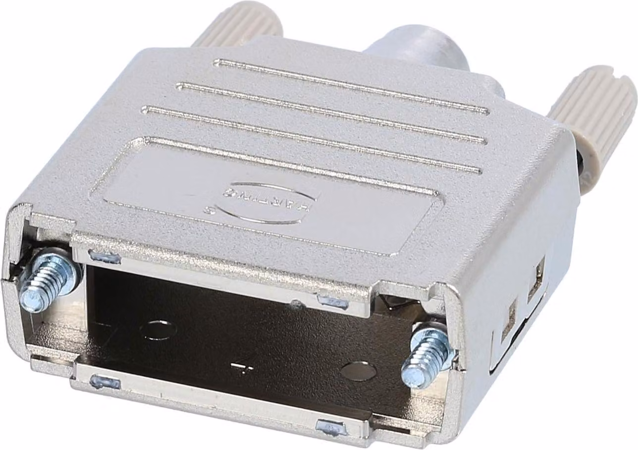 HARTING D-Sub Custodia in plastica metallizzata adatta per inserto D-Sub a 15 poli, 26 poli (HD) diritto, area di serraggio