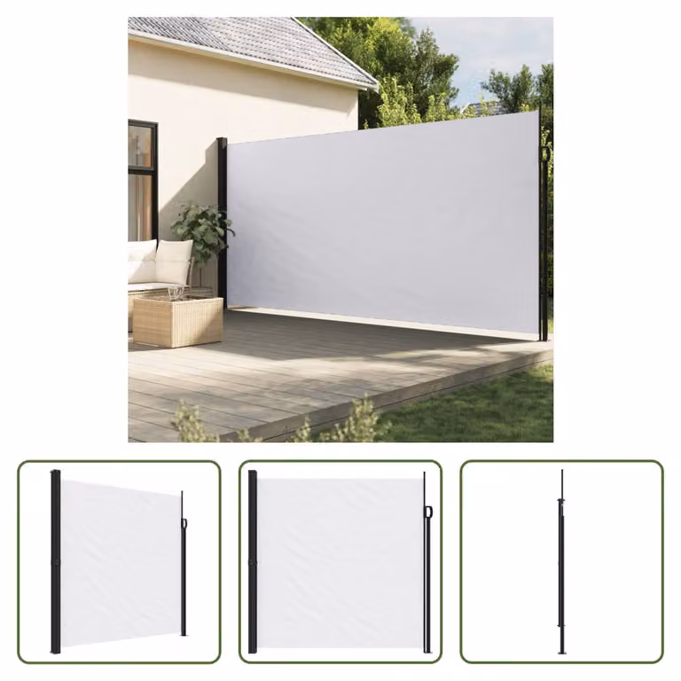 The Living Store Tenda laterale estensibile bianca 200x300 cm