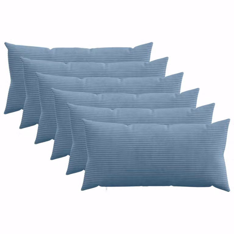 Set di 6 federe vidaXL HEERLEN in velluto a coste blu, L 70 cm x P 40 cm
