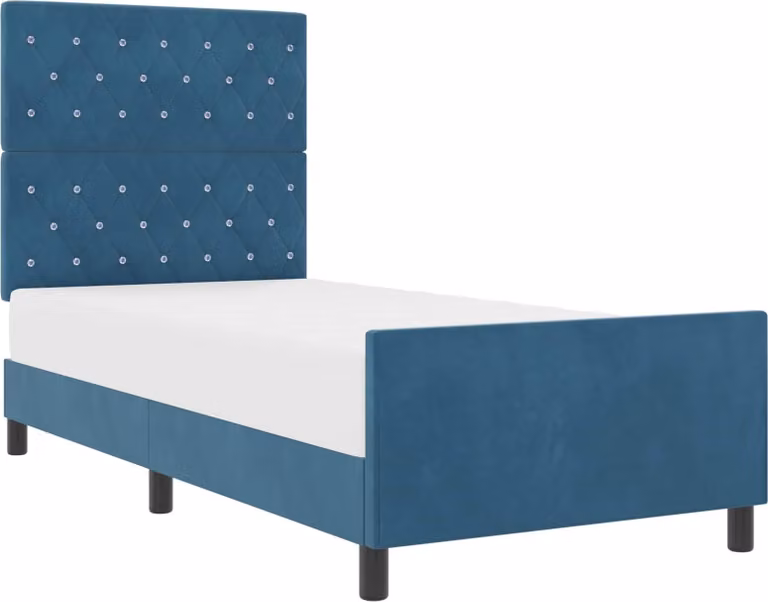 Letto a molle con testiera Blu Scuro 100 x 200 cm Velluto