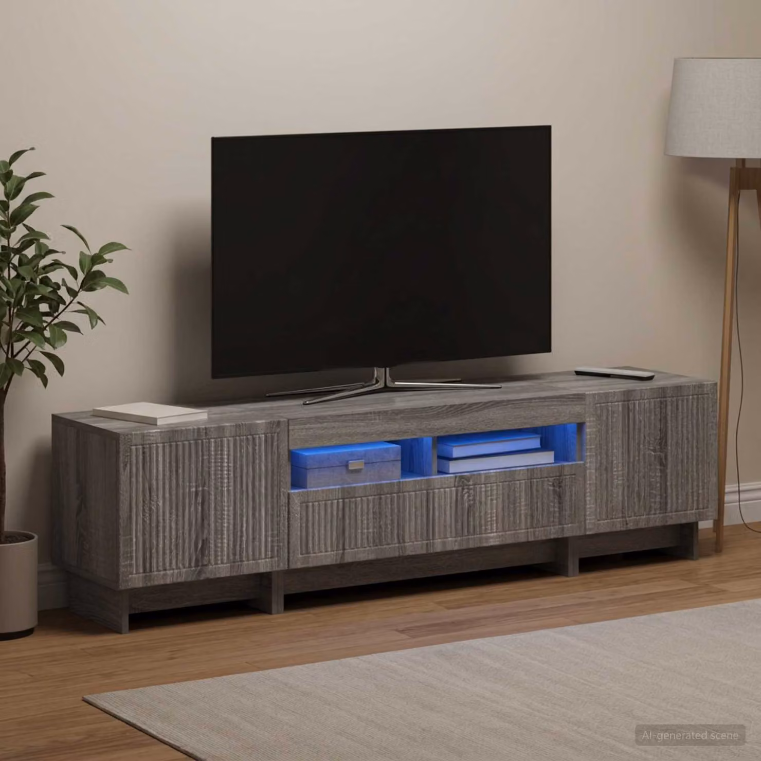 Mobile TV LED vidaXL in legno ingegnerizzato Sonoma grigio per soggiorno
