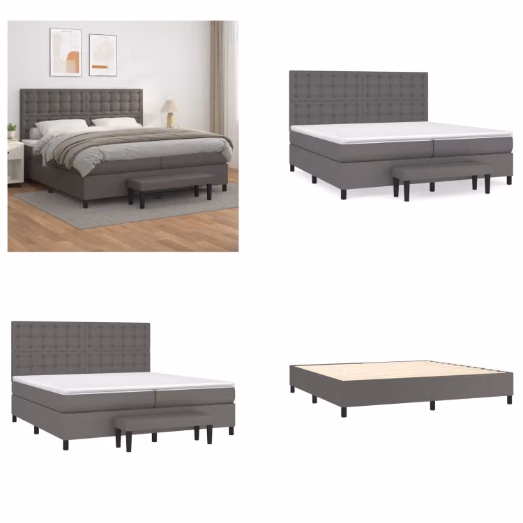 vidaXL Letto a molle con materasso grigio 200x200 cm in Similcuoio - Letto a molle - Boxspringbetten - Bett - Schlafzimmermöbel