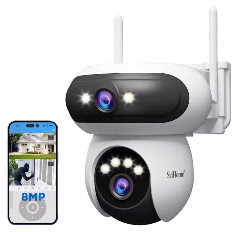 Telecamera IP PTZ a doppia lente da 4 MP con audio bidirezionale e visione notturna a colori