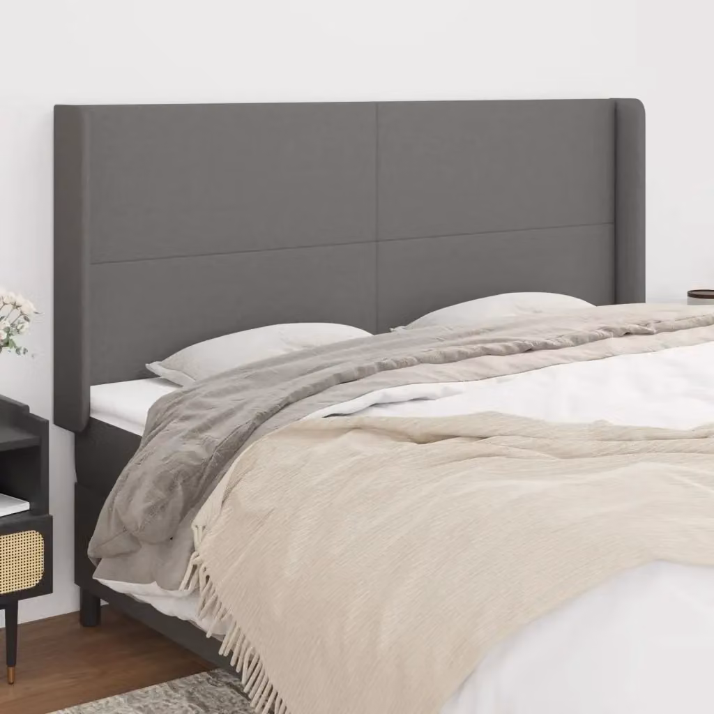 Testiera ad orecchio in tessuto grigio scuro L: 203 cm, P: 16 cm, H: 118/128 cm – 2