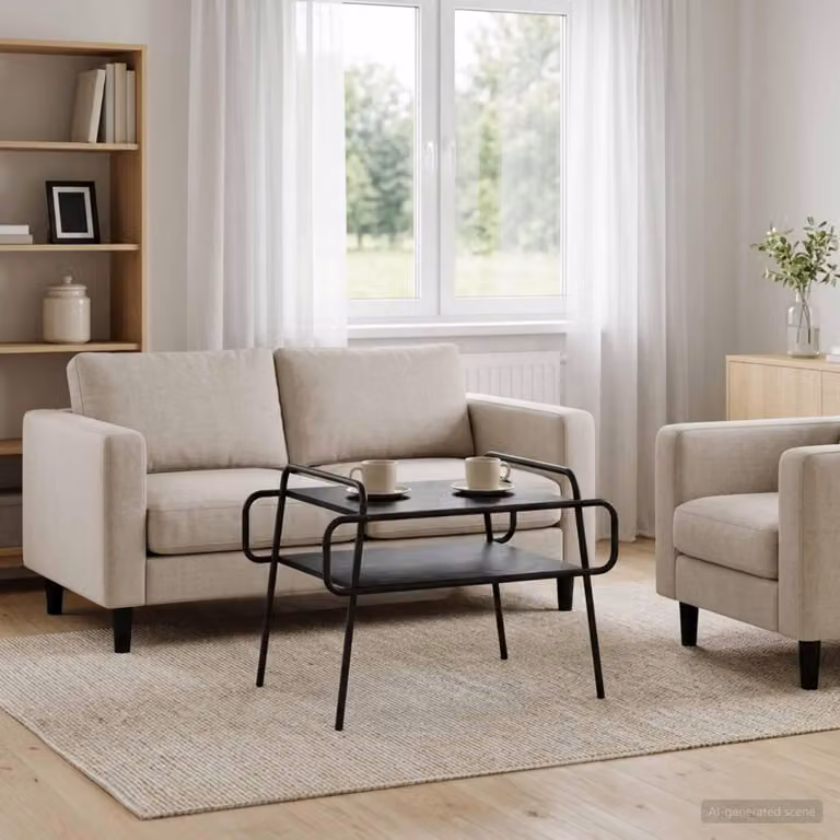 Maison Exclusive - Tavolino da caffè in legno impiallacciato di quercia nera, dimensioni 70 x 50 x 51 cm