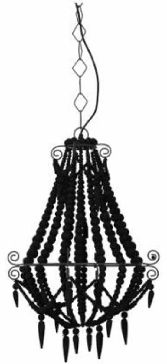 Lampada a sospensione Casa Padrino, stile industriale, nera, diametro 42 x altezza 56 cm - Lampada da soffitto massiccia in legno e metallo