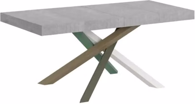 Tavolo allungabile moderno Ityhome in laminato MDF grigio con gambe a X in metallo L/P/H: 140/244 x 90 x 77 cm – 1