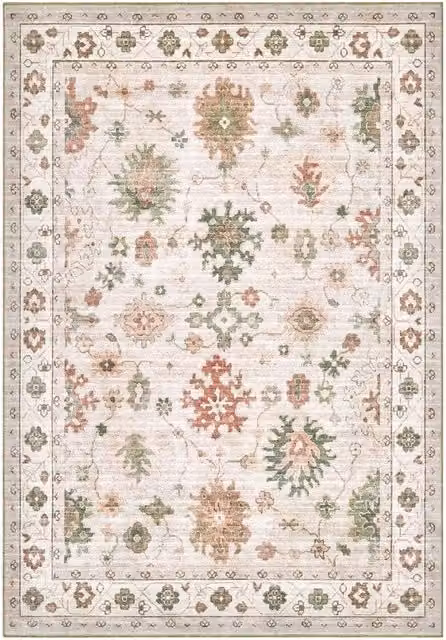 Tappeto ZIEGLER stile vintage con disegno persiano classico, beige crema, lavabile e antiscivolo, L: 200 cm x P: 280 cm