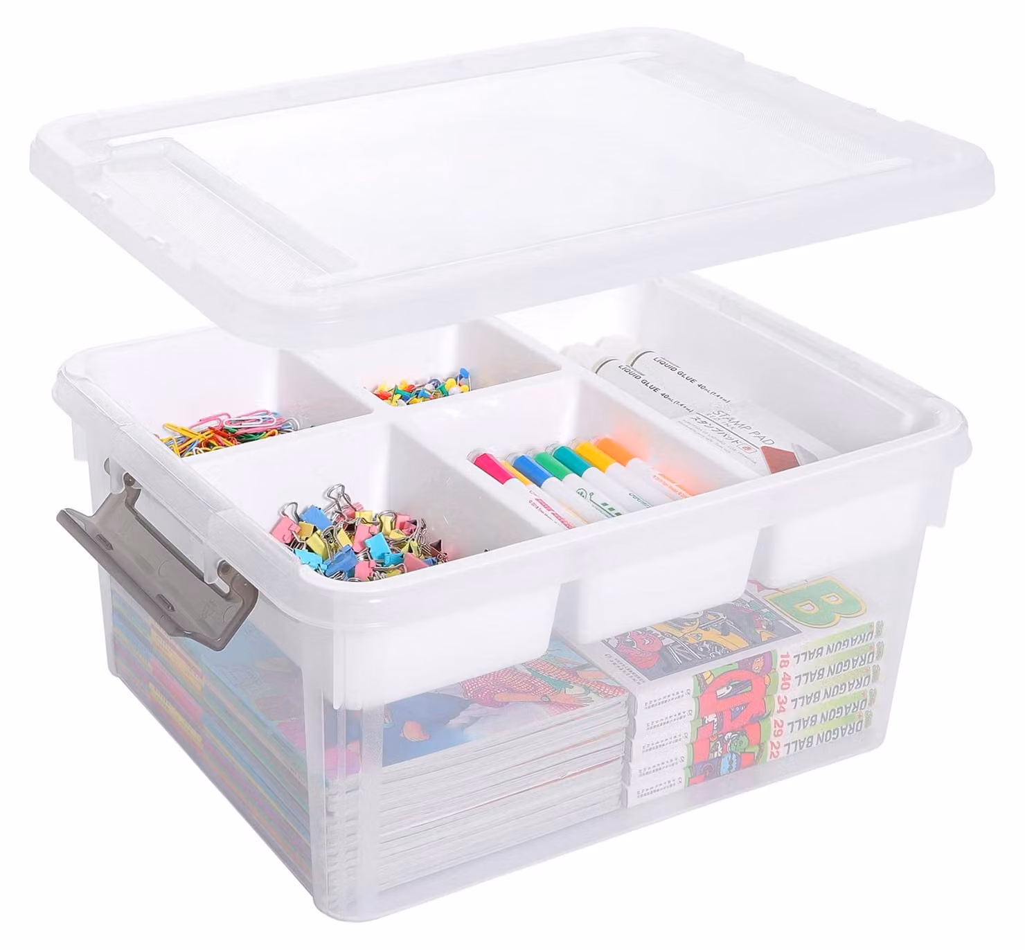 Contenitori con coperchio - Organizer in plastica da 16 litri con vassoio removibile
