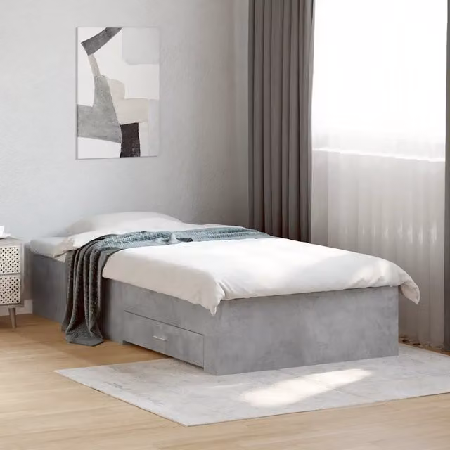Letto con cassetti vidaXL in legno multistrato grigio, L: 193 cm, P: 78 cm, H: 32 cm – 1